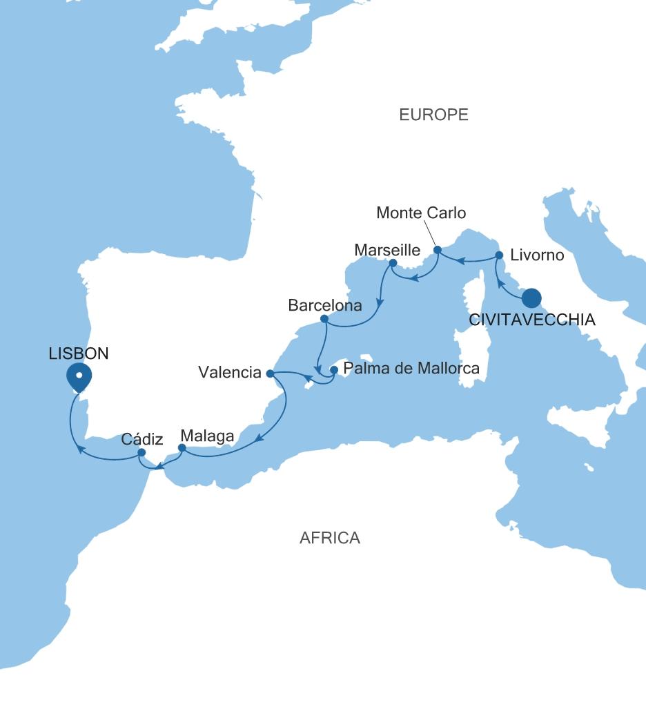 CIVITAVECCHIA (ROME) TO LISBON