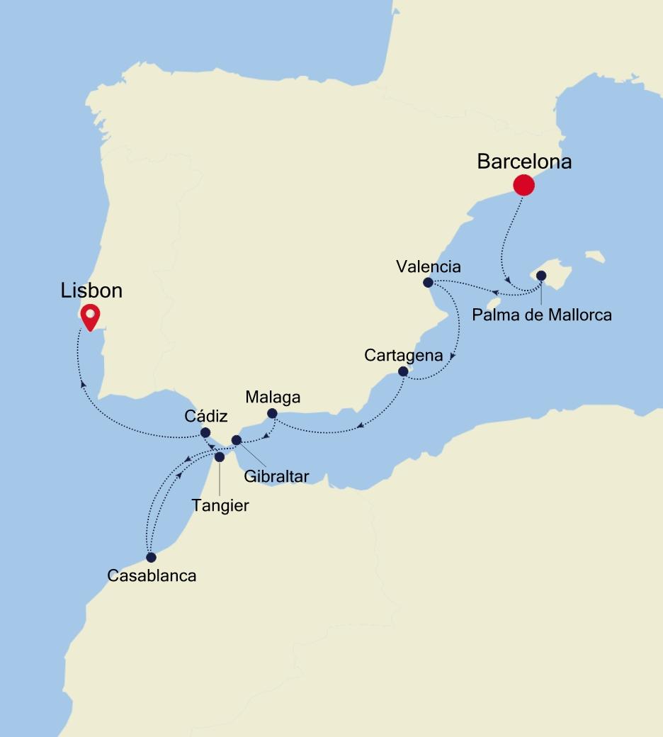 cruise barcelona to lisbon 2023