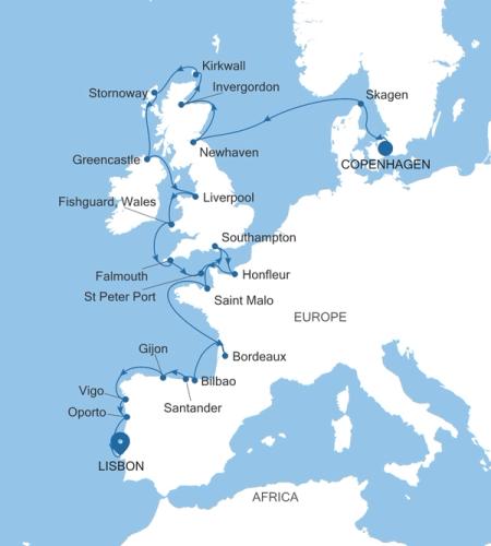 Copenhagen to Lisbon