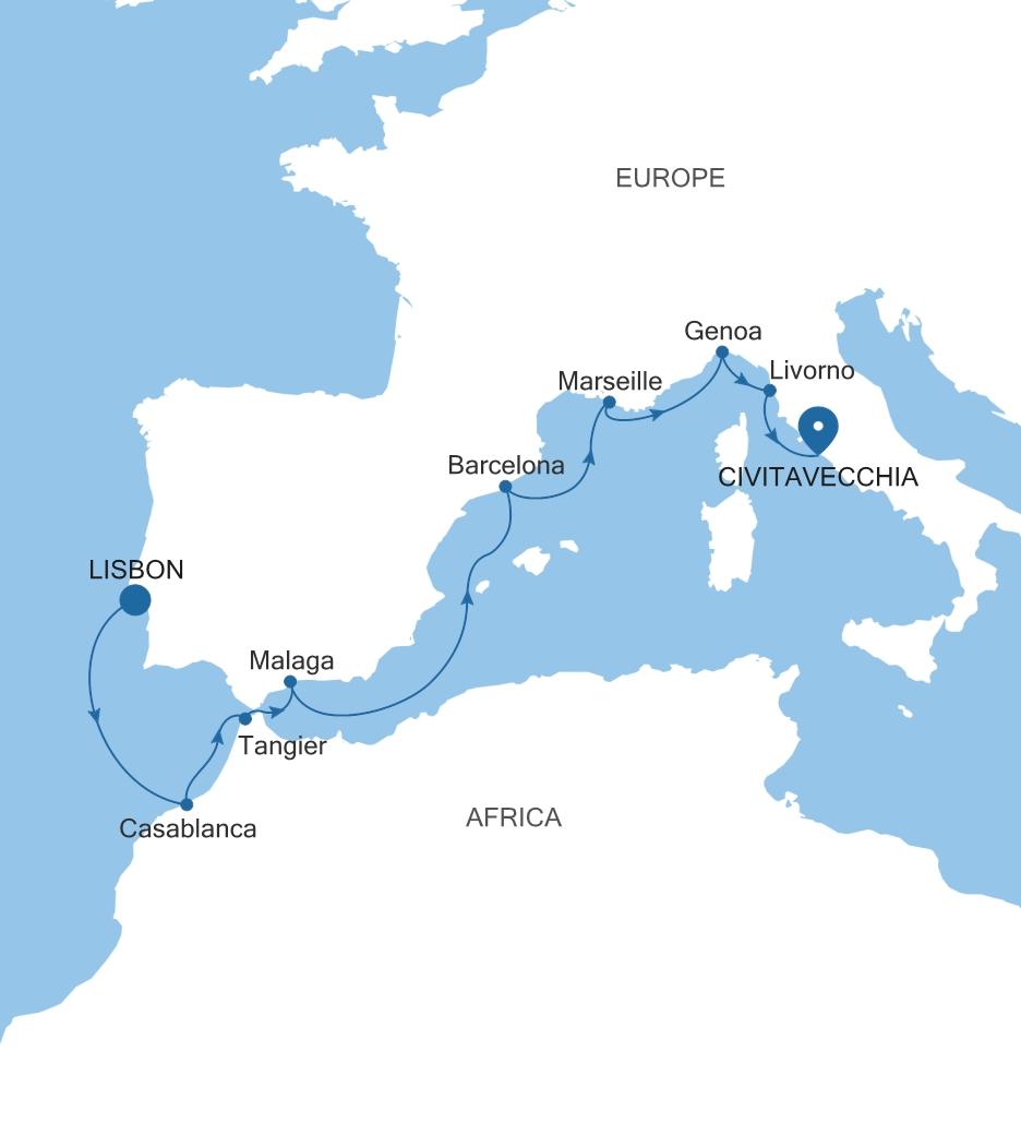 LISBON TO CIVITAVECCHIA (ROME)