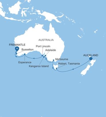 Auckland a Fremantle (Perth), Western Australia