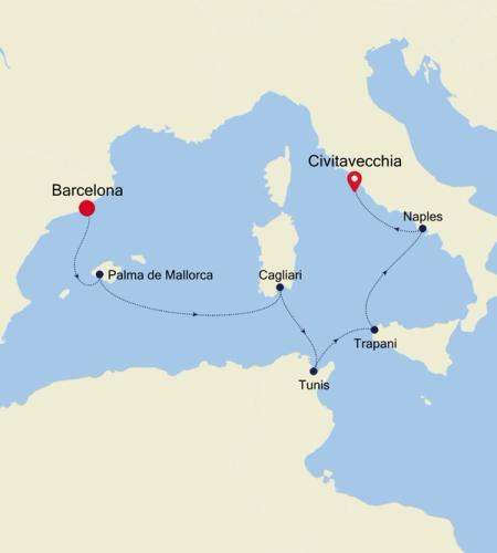 Barcelona à Civitavecchia (Rome)