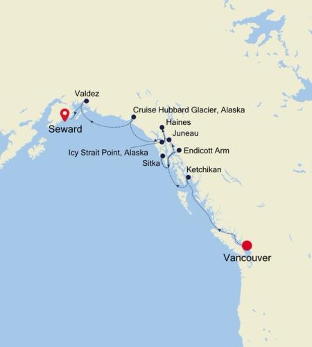 Vancouver nach Seward (Anchorage, Alaska)