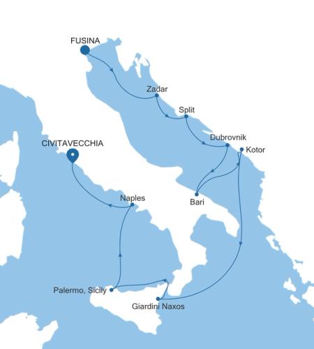 Fusina (Venice) a Civitavecchia (Rome)