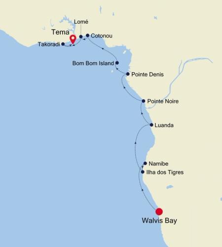 Walvis Bay a Tema (Accra)