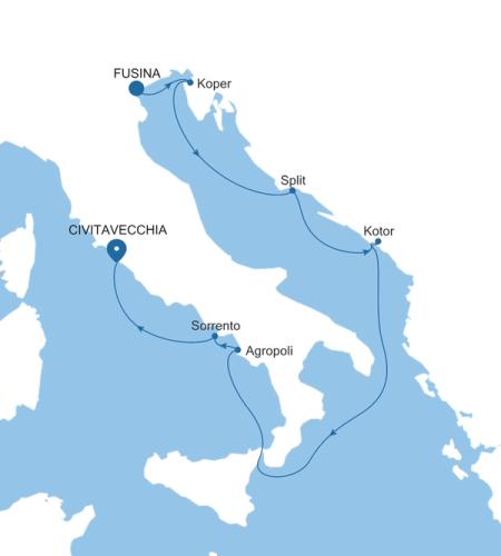Fusina (Venice) to Civitavecchia (Rome)