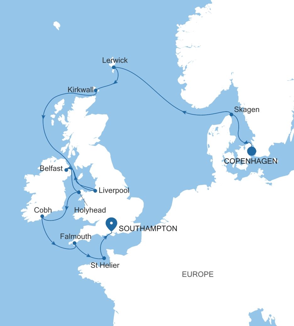 Cruise from Copenhagen to Southampton DA260907012 Silversea