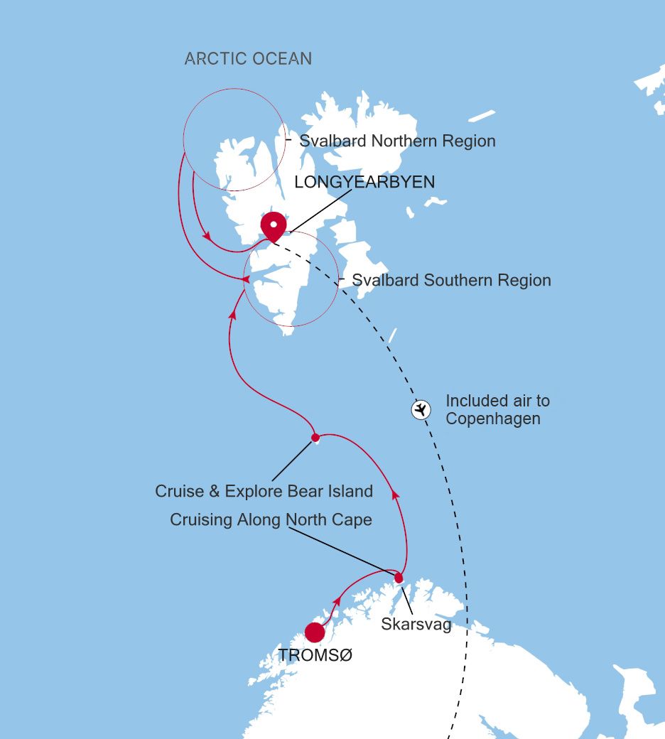 Silversea Arctic Svalbard Cruise Route Map