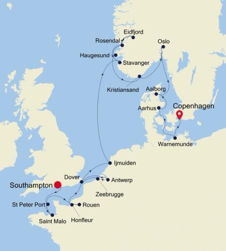 Southampton to Copenhagen