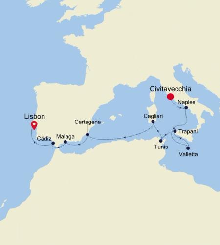 Civitavecchia (Rome) to Lisbon