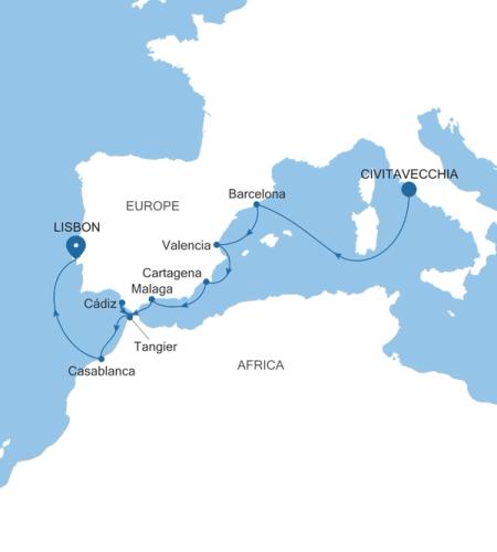 Civitavecchia (Rome) to Lisbon