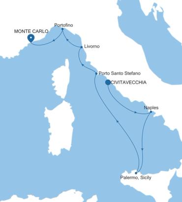 Civitavecchia (Rome) to Monte Carlo