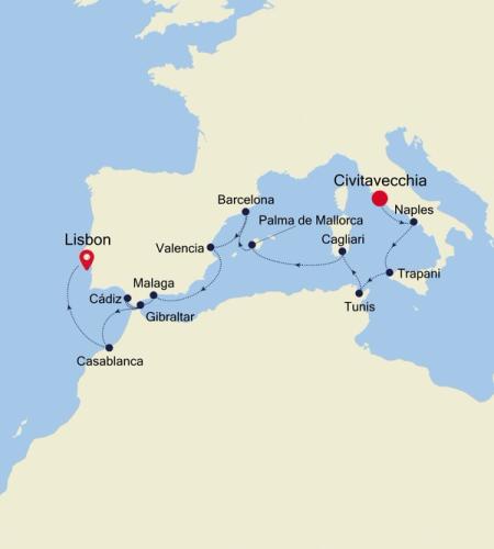 Civitavecchia (Rome) to Lisbon