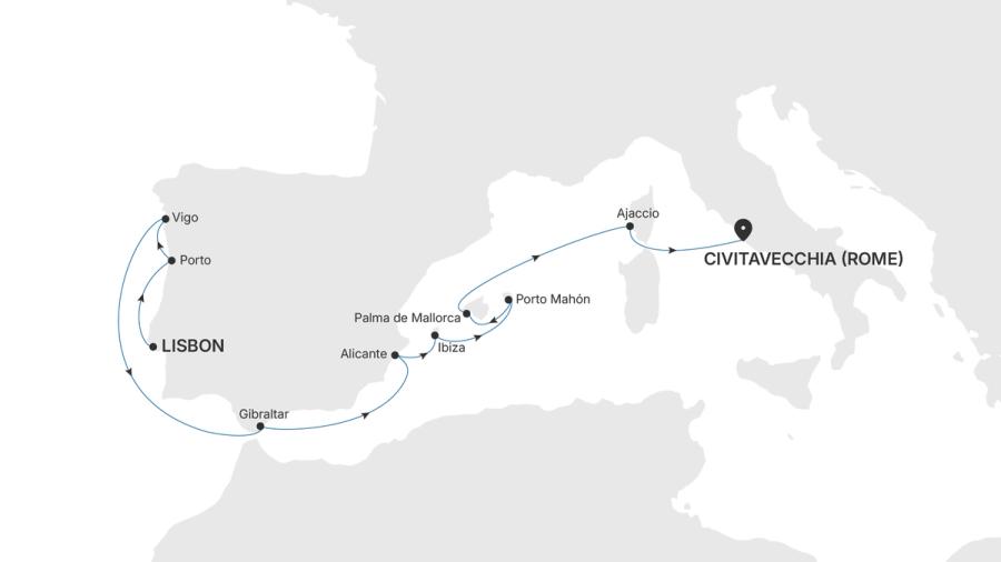 Lisbon to Civitavecchia (Rome)