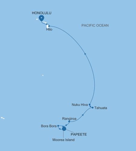 Papeete (Tahiti) nach Honolulu, Oahu, Hawaii