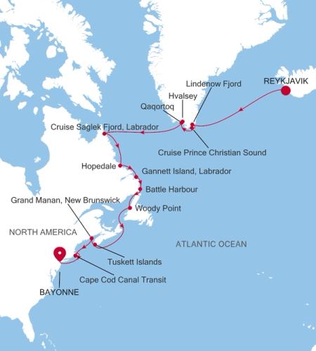 Reykjavik to Bayonne, New Jersey
