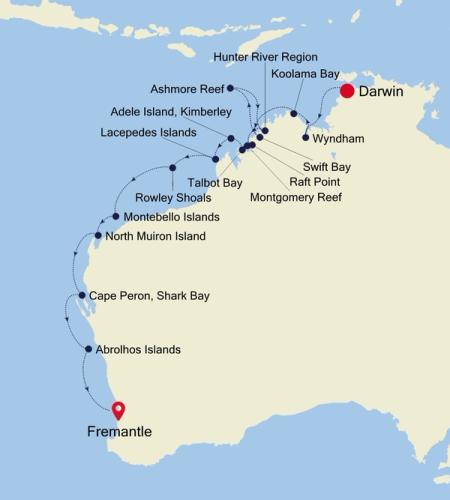 Darwin nach Fremantle (Perth), Western Australia