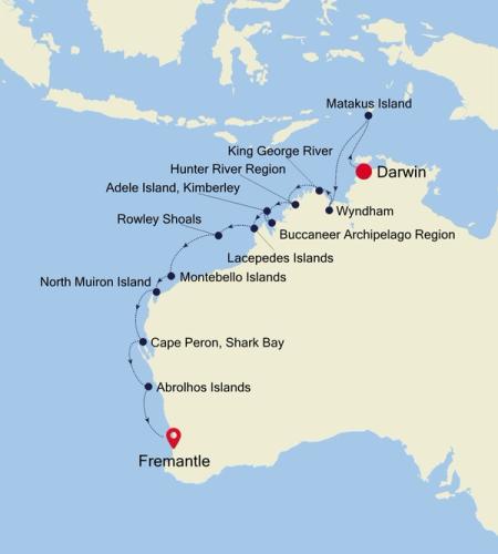 Darwin à Fremantle (Perth), Western Australia