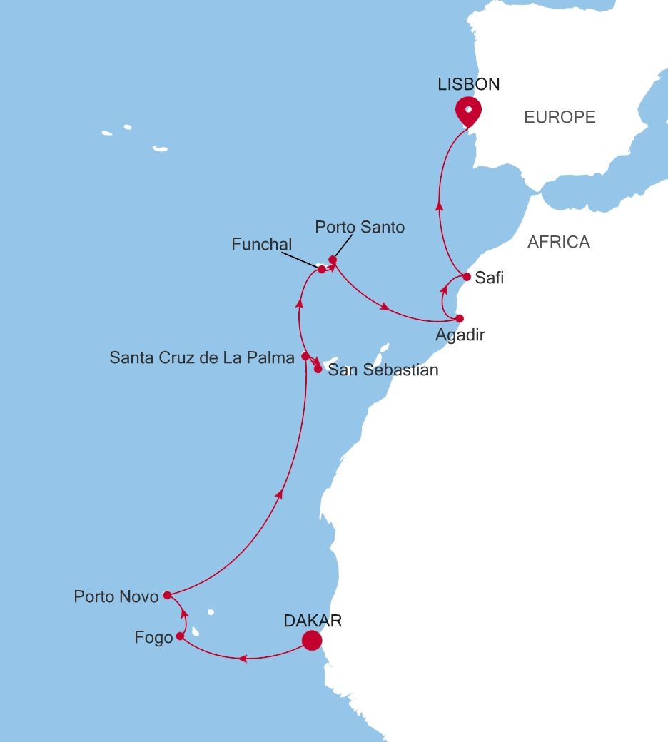 Dakar to Lisbon cruise