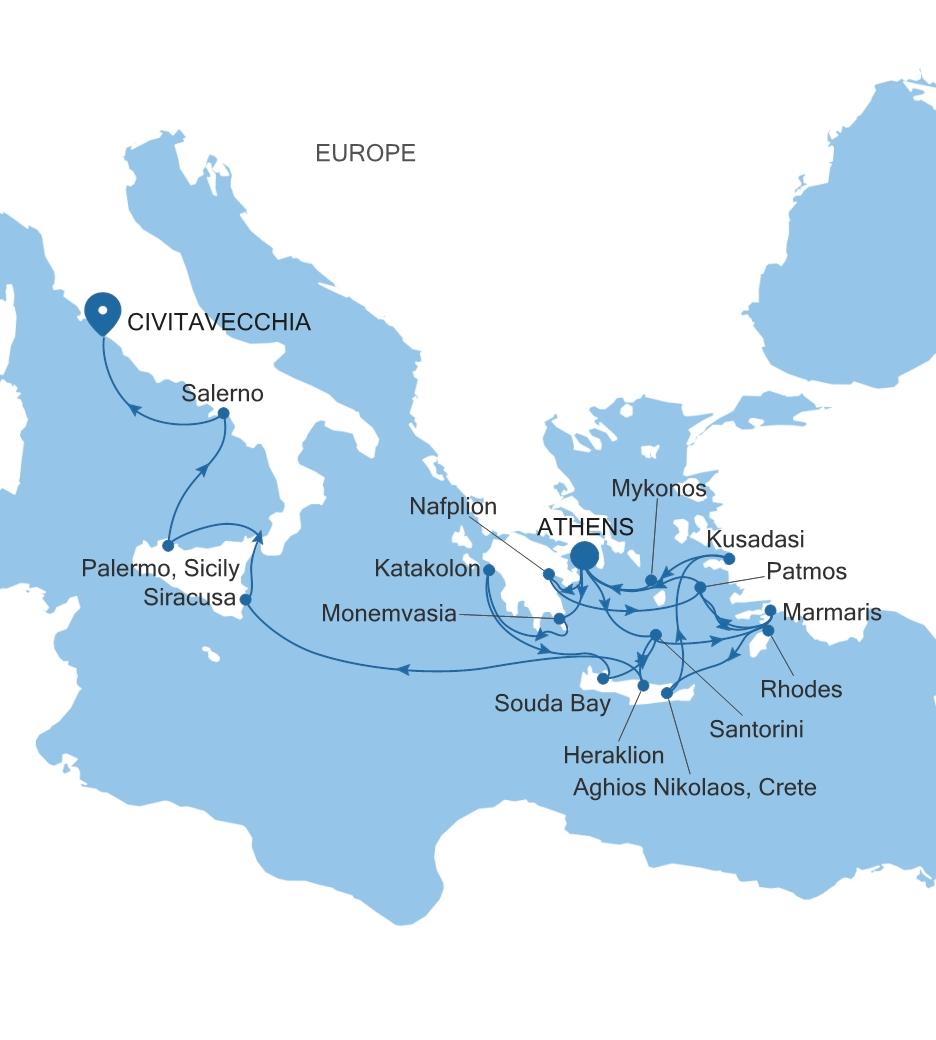 ATHENS (PIRAEUS) TO CIVITAVECCHIA (ROME)