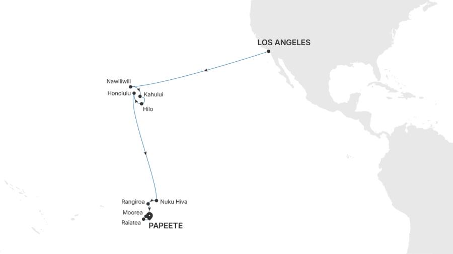Los Angeles, California to Papeete (Tahiti)
