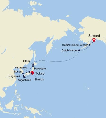 Tokyo to Seward (Anchorage, Alaska)