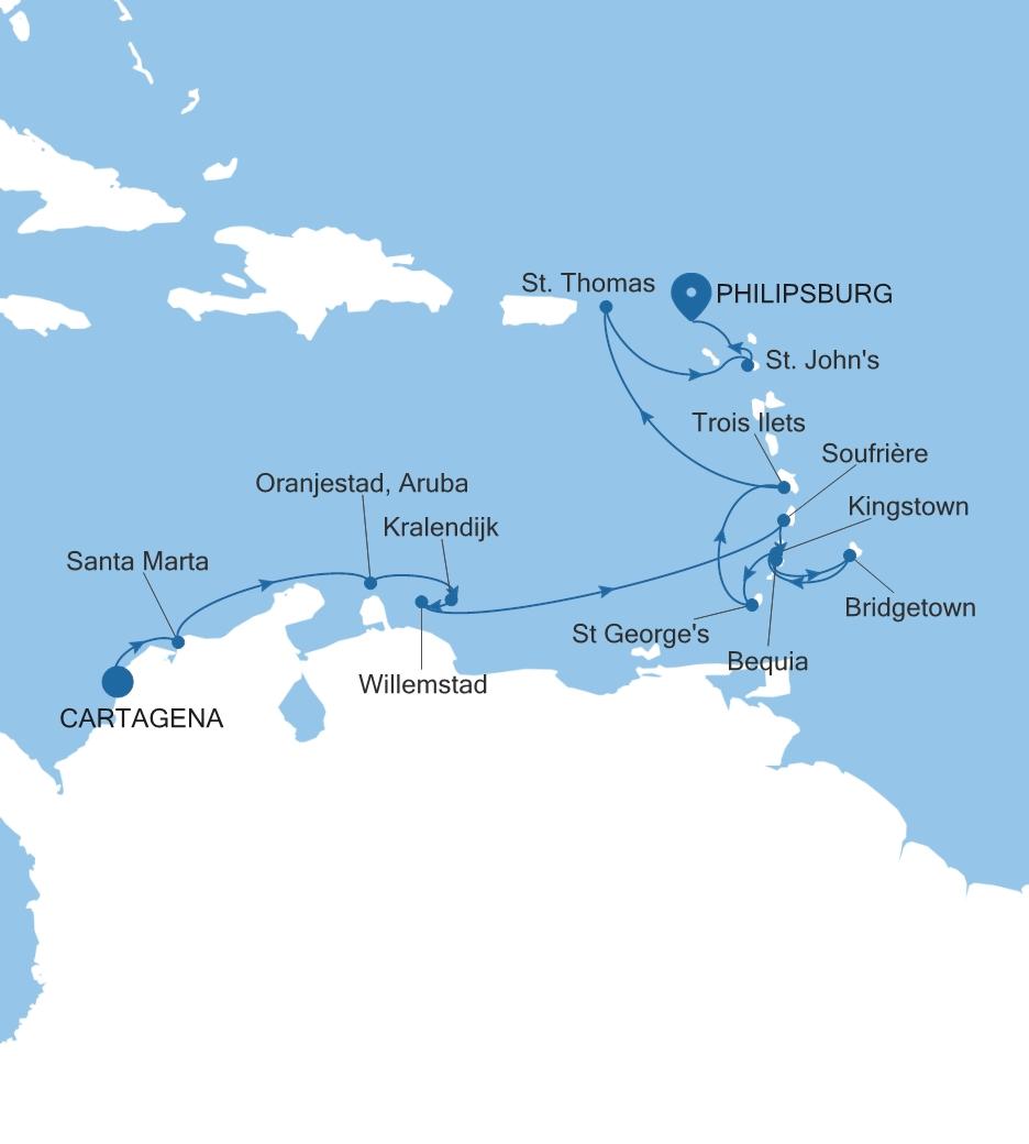 CARTAGENA TO PHILIPSBURG, ST. MAARTEN