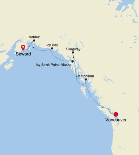 Vancouver nach Seward (Anchorage, Alaska)