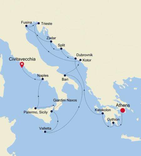 Athens (Piraeus) to Civitavecchia (Rome)