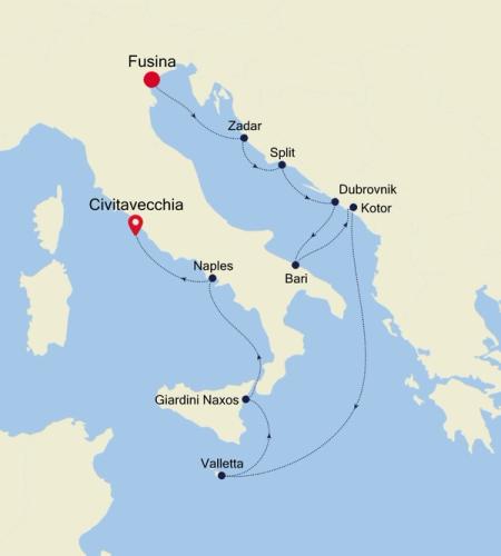 Fusina (Venice) to Civitavecchia (Rome)