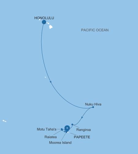 Honolulu, Oahu, Hawaii a Papeete (Tahiti)