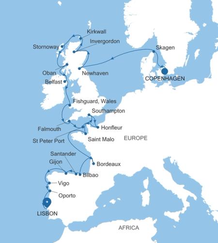 Copenhagen to Lisbon