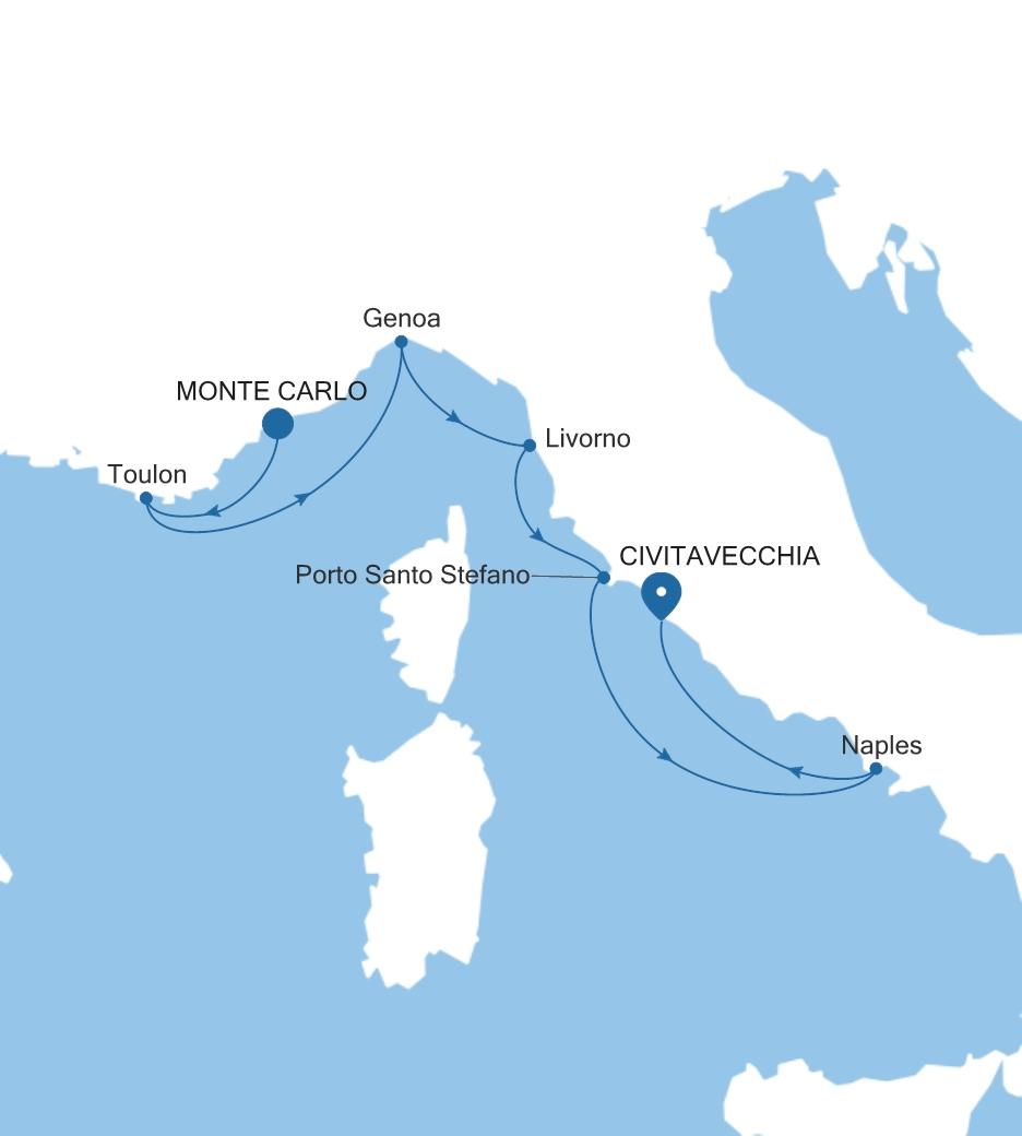 MONTE CARLO TO CIVITAVECCHIA (ROME)