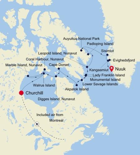 Churchill, Manitoba à Nuuk (Godthab)
