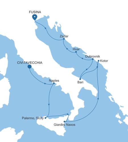 Civitavecchia (Rome) a Fusina (Venice)