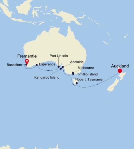 Auckland to Fremantle (Perth), Western Australia