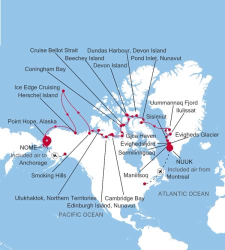 Nuuk (Godthab) to Nome, Alaska