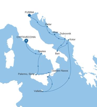 Fusina (Venice) à Civitavecchia (Rome)