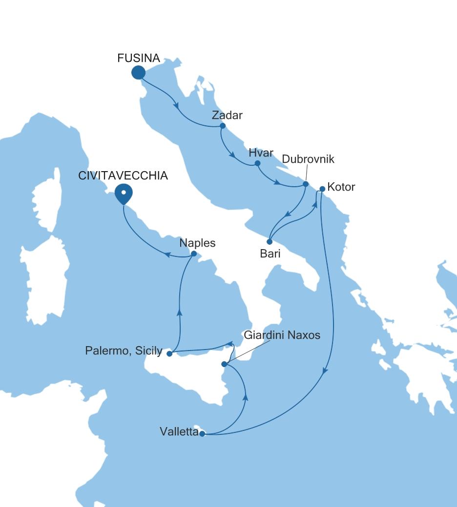 FUSINA (VENICE) TO CIVITAVECCHIA (ROME)