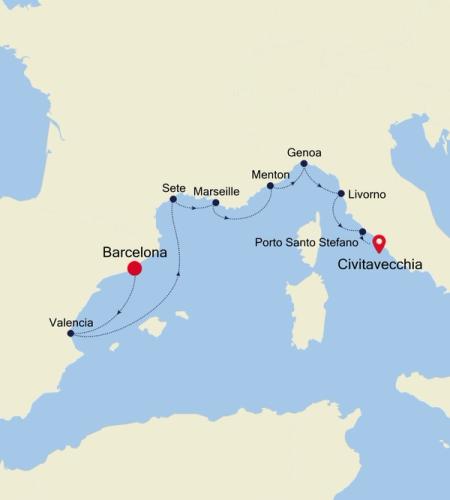 Barcelona nach Civitavecchia (Rome)