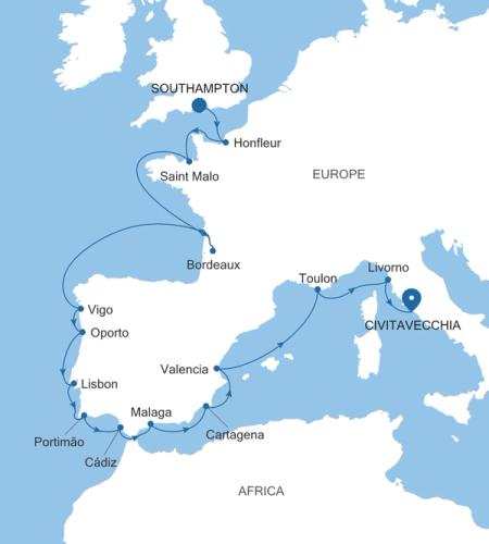 Southampton to Civitavecchia (Rome)