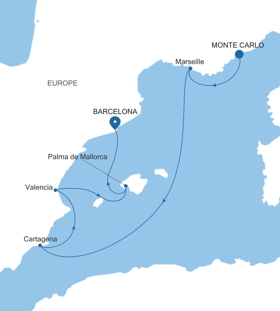 MONTE CARLO TO BARCELONA