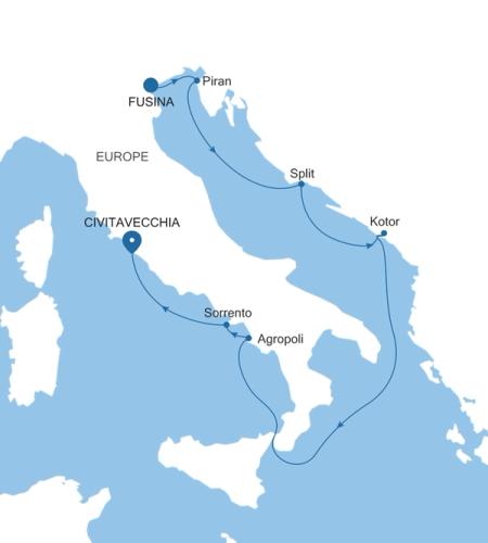 Fusina (Venice) a Civitavecchia (Rome)