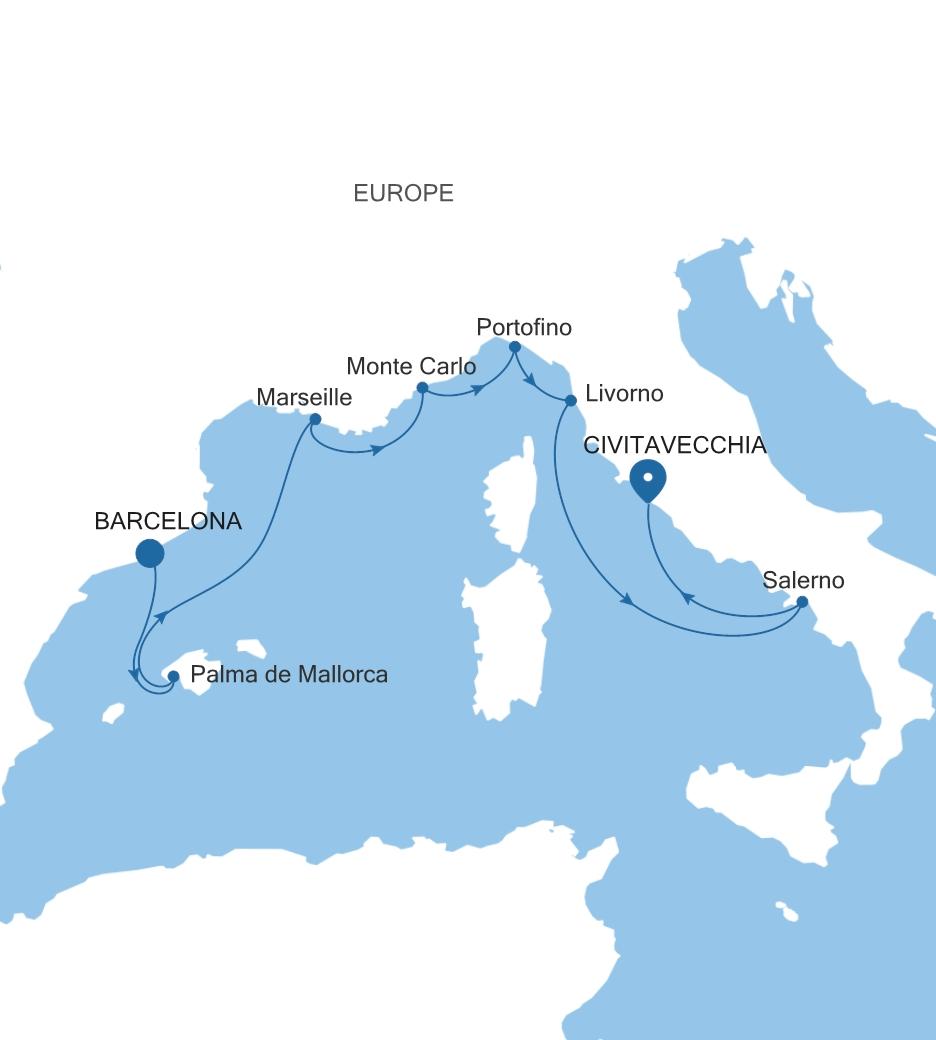 BARCELONA TO CIVITAVECCHIA (ROME)