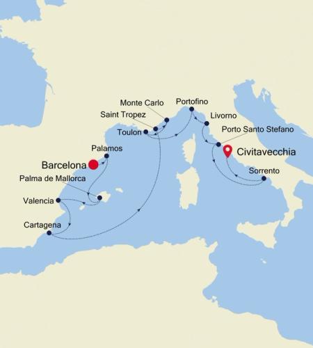 Barcelona to Civitavecchia (Rome)