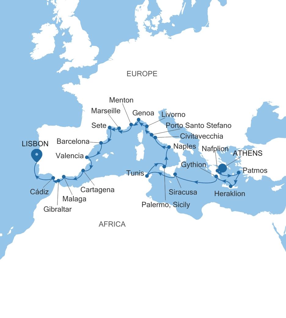 ATHENS (PIRAEUS) TO LISBON