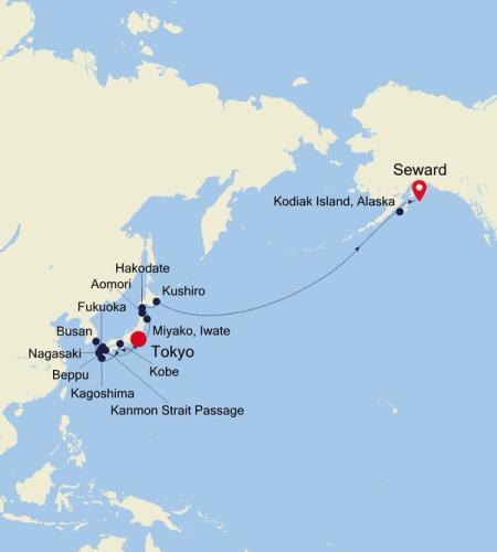 Tokyo to Seward (Anchorage, Alaska)