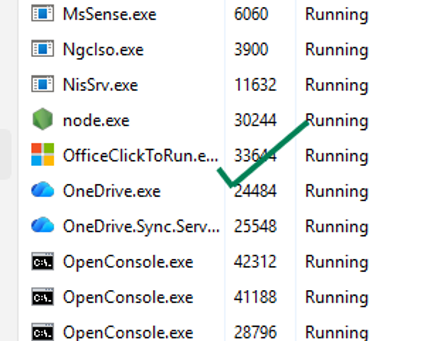 Taskmanager with Outlook not running