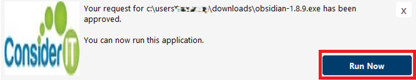 Approved Application Pop-up