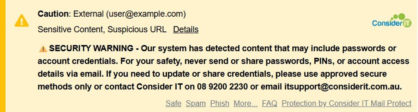 Credentials Detected banner
